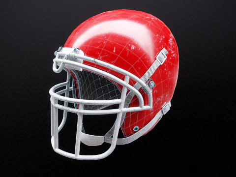 Old Used American Football Helmet 3D Model