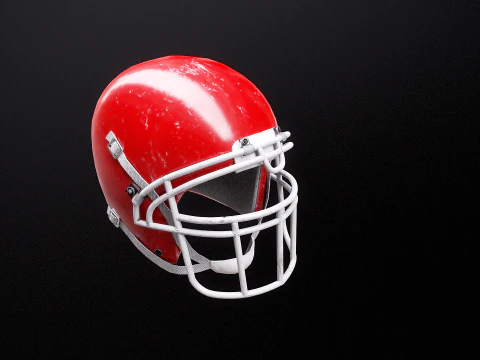 Old Used American Football Helmet 3D Model