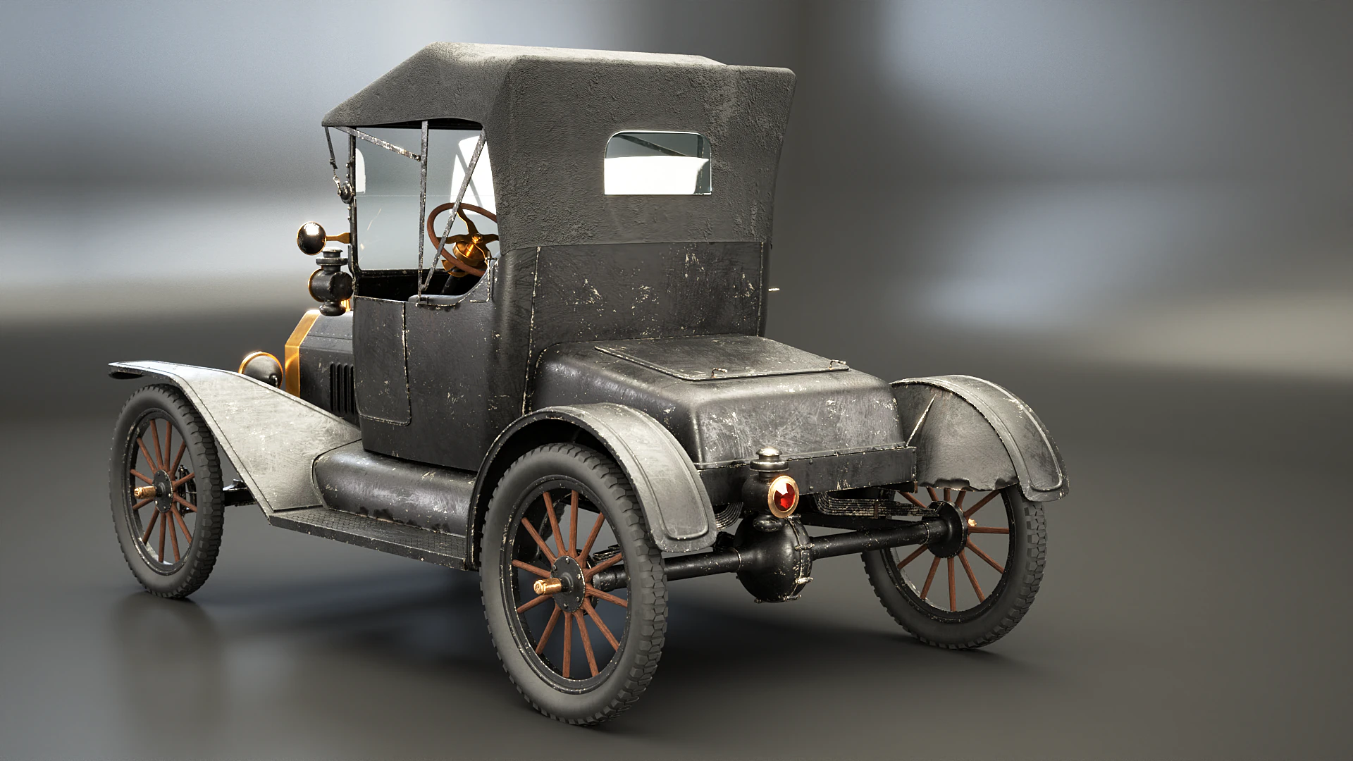 T Roadster 1915 envelhecido Modelo 3D .c4d .max .obj .3ds .fbx .stl .blend