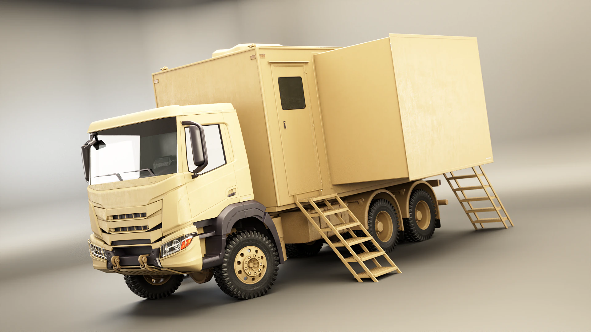 Camion di comando militare generico Sand Camo Modello 3D .c4d .max .obj .3ds .fbx .stl .blend