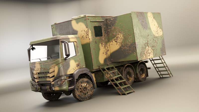 Camion di comando militare generico sporco Modello 3D .c4d .max .obj .3ds .fbx .stl .blend