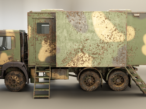 Camion di comando militare generico sporco Modello 3D