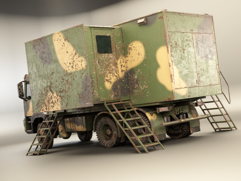 Camion di comando militare generico sporco Modello 3D