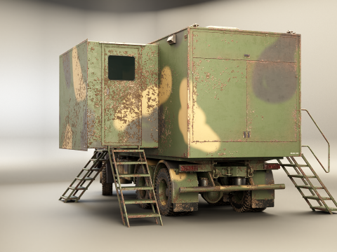 Camion di comando militare generico sporco Modello 3D