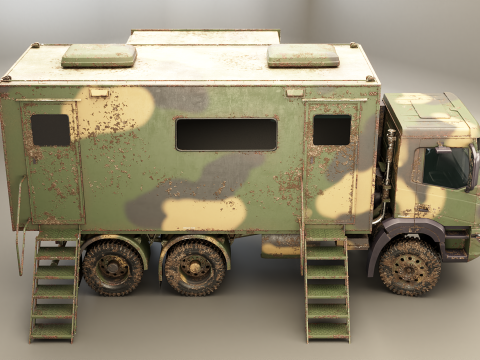 Camion di comando militare generico sporco Modello 3D