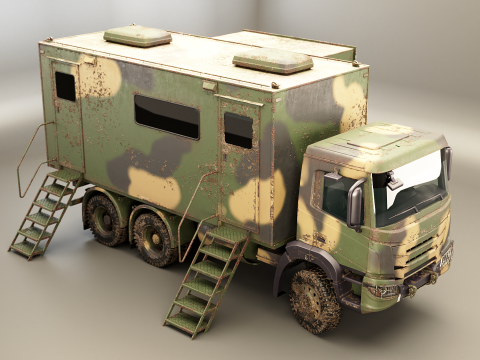 Camion di comando militare generico sporco Modello 3D