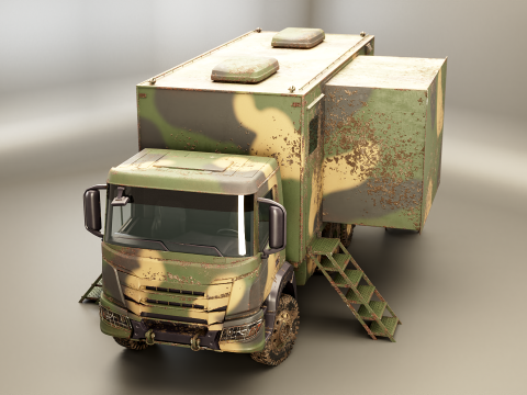 Camion di comando militare generico sporco Modello 3D