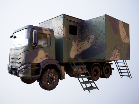 Camion di comando militare generico sporco Modello 3D