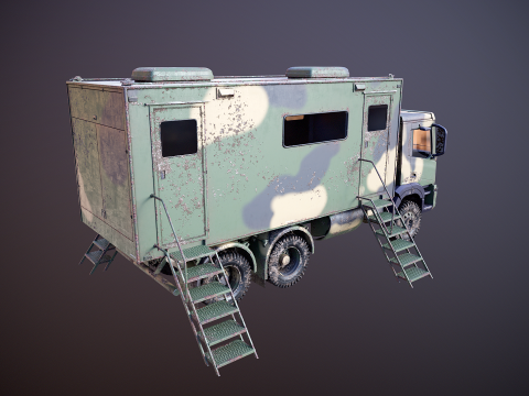 Camion di comando militare generico sporco Modello 3D