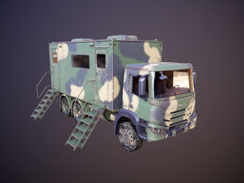Camion di comando militare generico sporco Modello 3D