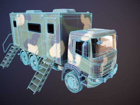 Camion di comando militare generico sporco Modello 3D
