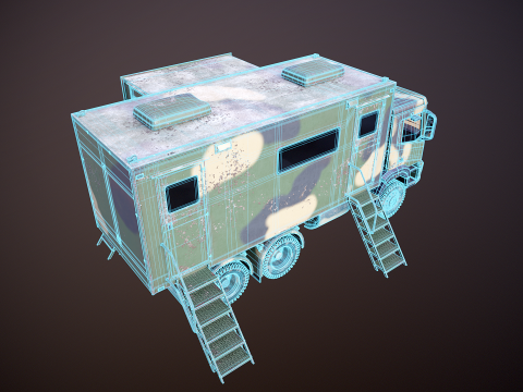 Camion di comando militare generico sporco Modello 3D