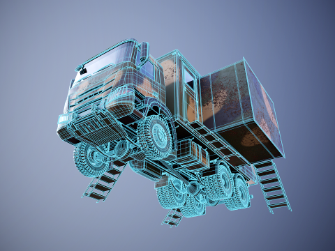 Camion di comando militare generico sporco Modello 3D