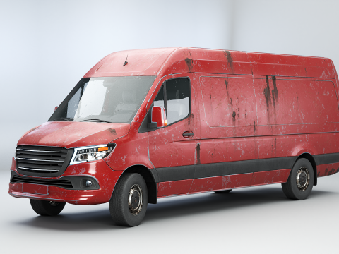 Generieke geroeste Euro lange paneelwagen 3D Model