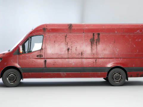 Generic Rusted Euro Long Panel Van 3D Model