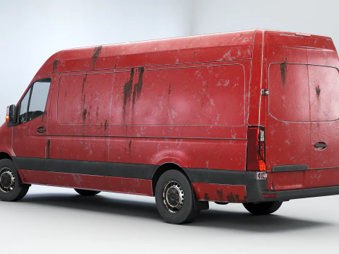 Generic Rusted Euro Long Panel Van 3D Model