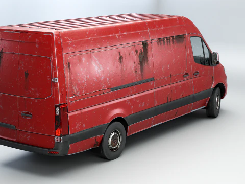 Generic Rusted Euro Long Panel Van 3D Model