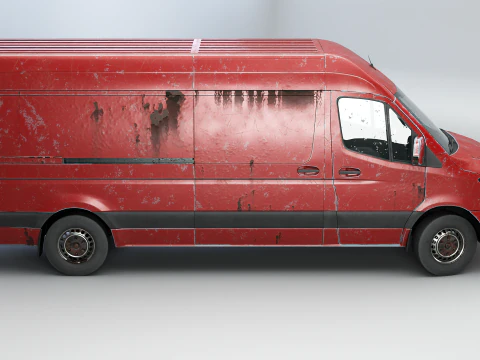 Generic Rusted Euro Long Panel Van 3D Model