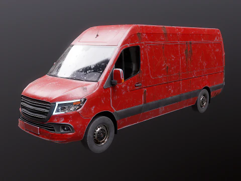 Generic Rusted Euro Long Panel Van 3D Model