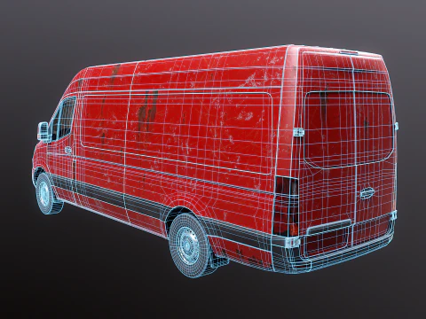 Generic Rusted Euro Long Panel Van 3D Model