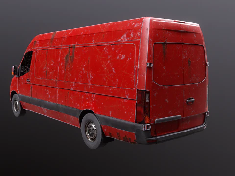 Generic Rusted Euro Long Panel Van 3D Model