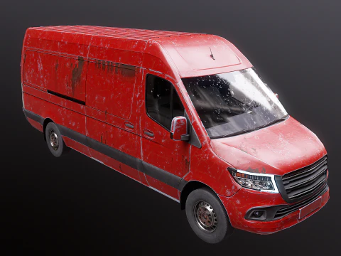 Generic Rusted Euro Long Panel Van 3D Model