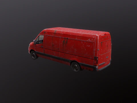 Generic Rusted Euro Long Panel Van 3D Model