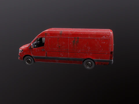 Generic Rusted Euro Long Panel Van 3D Model