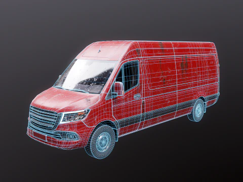 Generic Rusted Euro Long Panel Van 3D Model