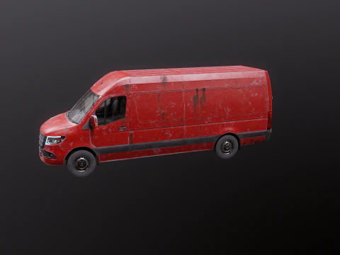 Generic Rusted Euro Long Panel Van 3D Model
