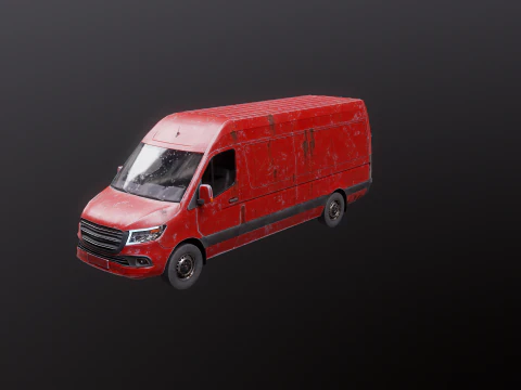Generic Rusted Euro Long Panel Van 3D Model