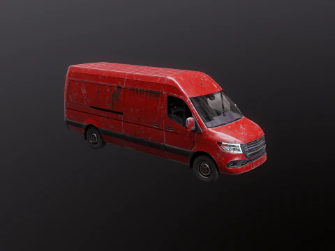 Generic Rusted Euro Long Panel Van 3D Model
