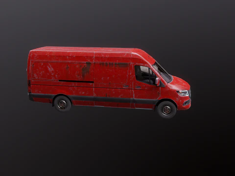 Generic Rusted Euro Long Panel Van 3D Model