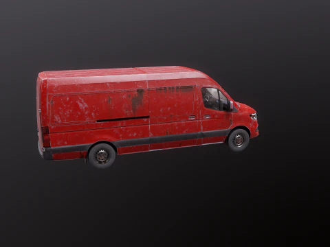 Generic Rusted Euro Long Panel Van 3D Model