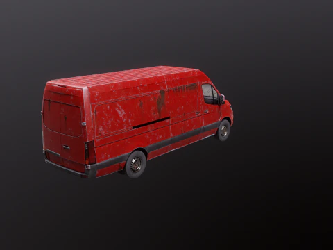 Generic Rusted Euro Long Panel Van 3D Model