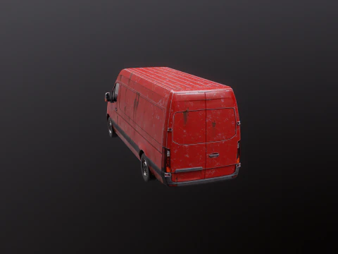 Generic Rusted Euro Long Panel Van 3D Model