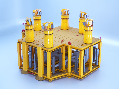 Generieke Subsea 6 Hub-spruitstukstructuur 3D Model