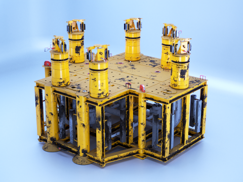 Generieke Subsea 6 Hub-spruitstukstructuur gebruikt 3D Model