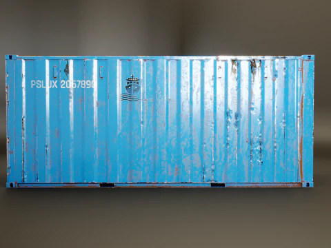 Container intermodale arrugginito lungo 20 piedi Modello 3D