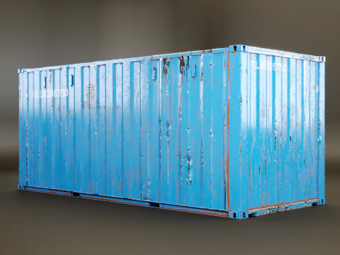 Container intermodale arrugginito lungo 20 piedi Modello 3D