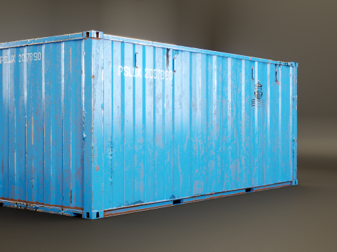 Cont&ecirc;iner de transporte intermodal enferrujado de 20 p&eacute;s de comprimento Modelo 3D