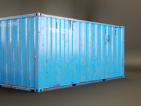 Container intermodale arrugginito lungo 20 piedi Modello 3D