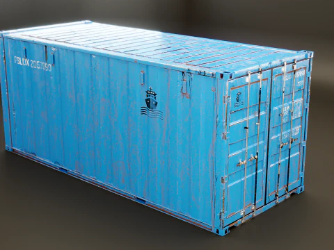 Container intermodale arrugginito lungo 20 piedi Modello 3D