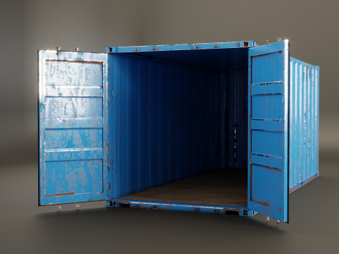 Cont&ecirc;iner de transporte intermodal enferrujado de 20 p&eacute;s de comprimento Modelo 3D