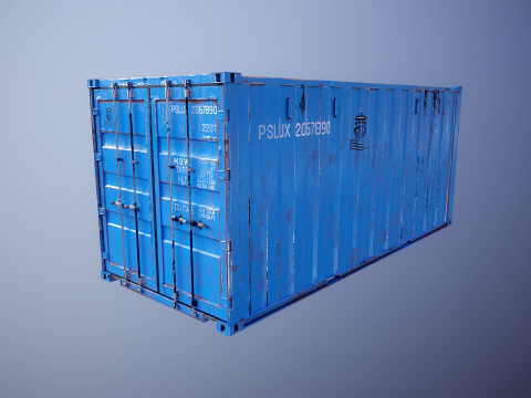 Cont&ecirc;iner de transporte intermodal enferrujado de 20 p&eacute;s de comprimento Modelo 3D