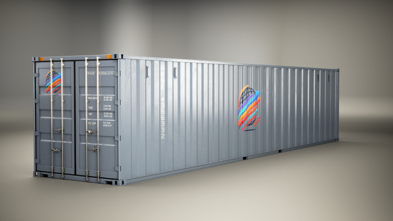 Contêiner de transporte intermodal cinza de 40 pés de comprimento Modelo 3D .c4d .max .obj .3ds .fbx .stl .blend