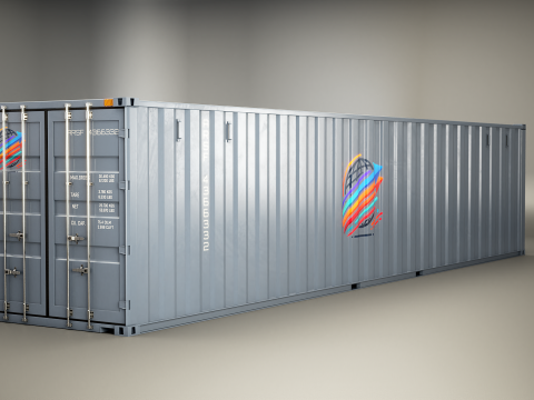 Intermodale zeecontainer 40 voet lang Grijs 3D Model