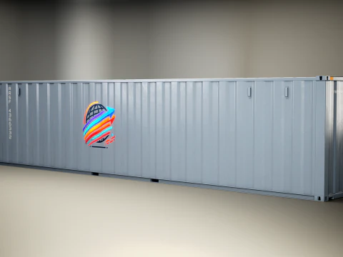 Container di spedizione intermodale grigio lungo 40 piedi Modello 3D