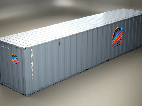 Container di spedizione intermodale grigio lungo 40 piedi Modello 3D
