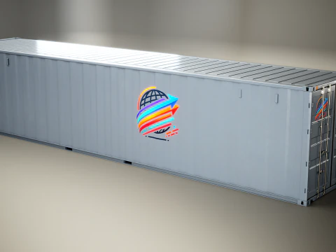 Container di spedizione intermodale grigio lungo 40 piedi Modello 3D